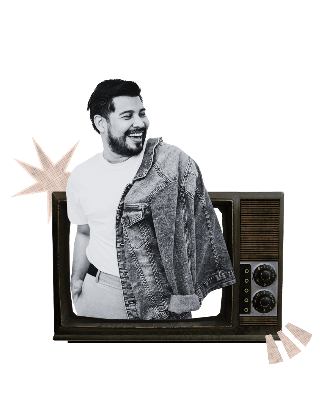 Samuel García en un televisor retro